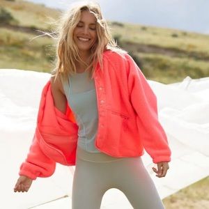 New with tags Neon/Coral Free People fleece jacket